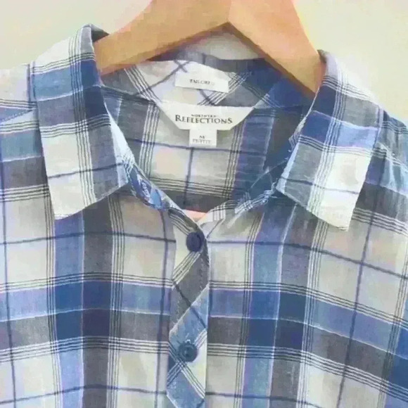 NORTHERN REFLECTIONS | Blue/White/Black Plaid Button Up Long Sleeve Shir… - Picture 2 of 4
